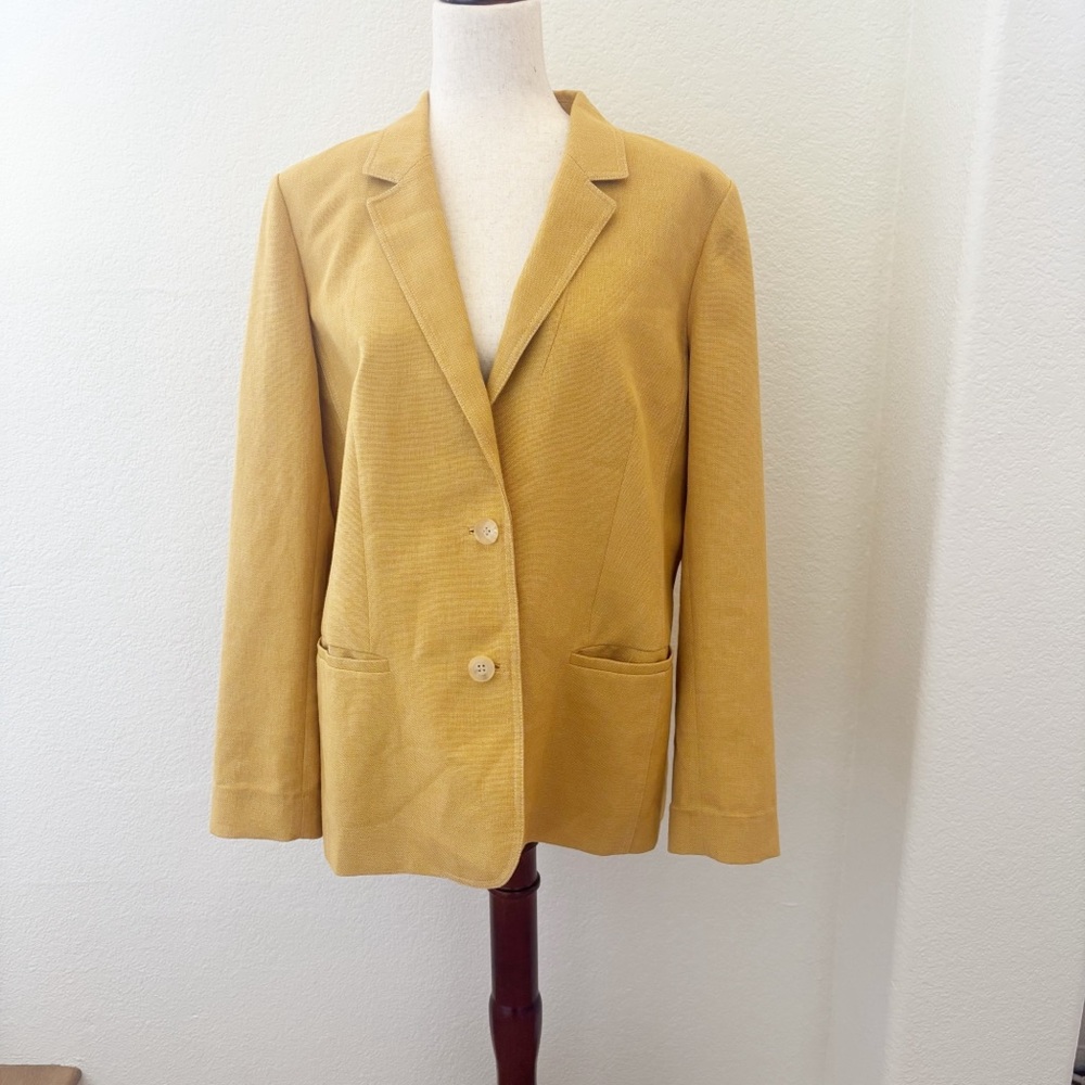 Lafayette 148 New York double botton linen blend blazer golden yellow‎ Size 12